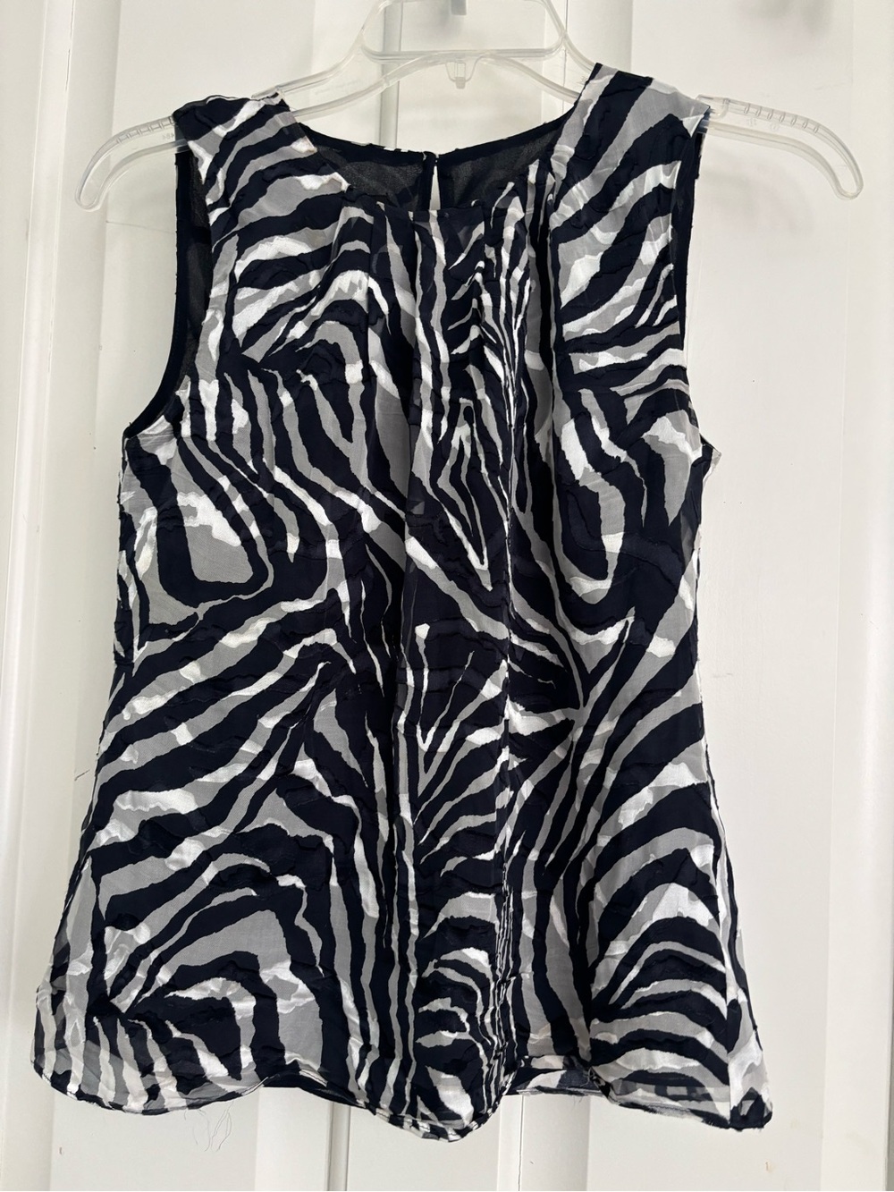 Jones NewYork Sleeveless Zebra Print Chiffon Top - Black & White